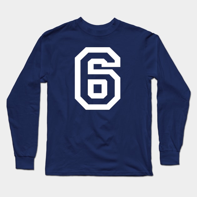 Sports Shirt #6 (white letter) Long Sleeve T-Shirt by One Stop Sports